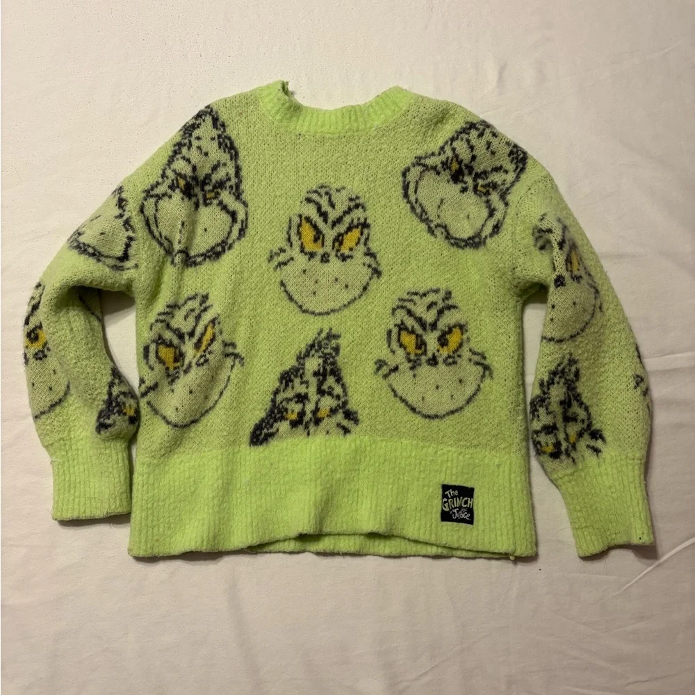 Justice Lime Green Grinch Sweater